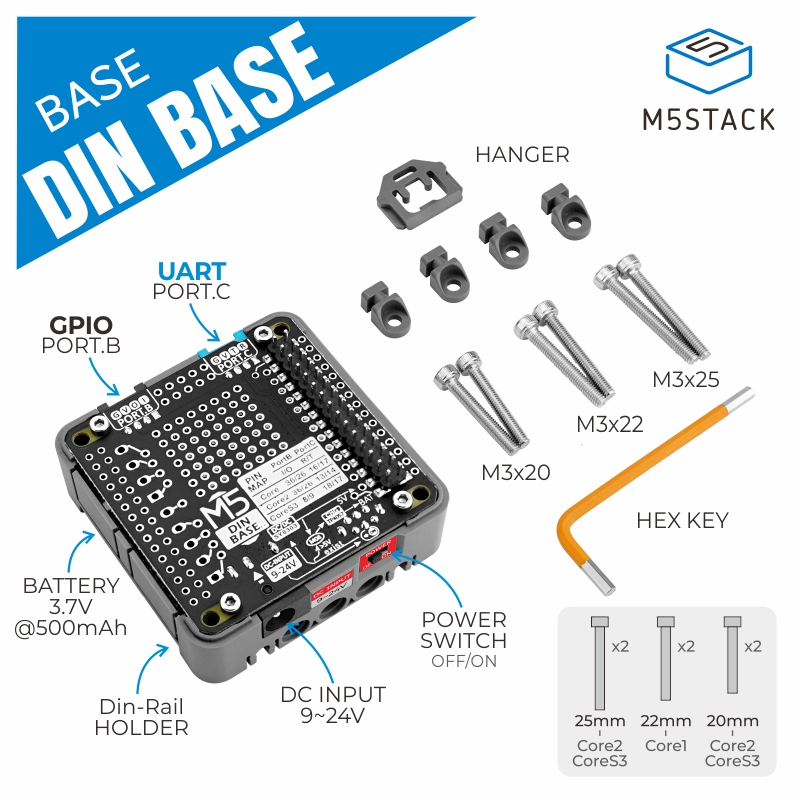 Официальная база Din M5Stack с – обзор и цена M5Stack Core2