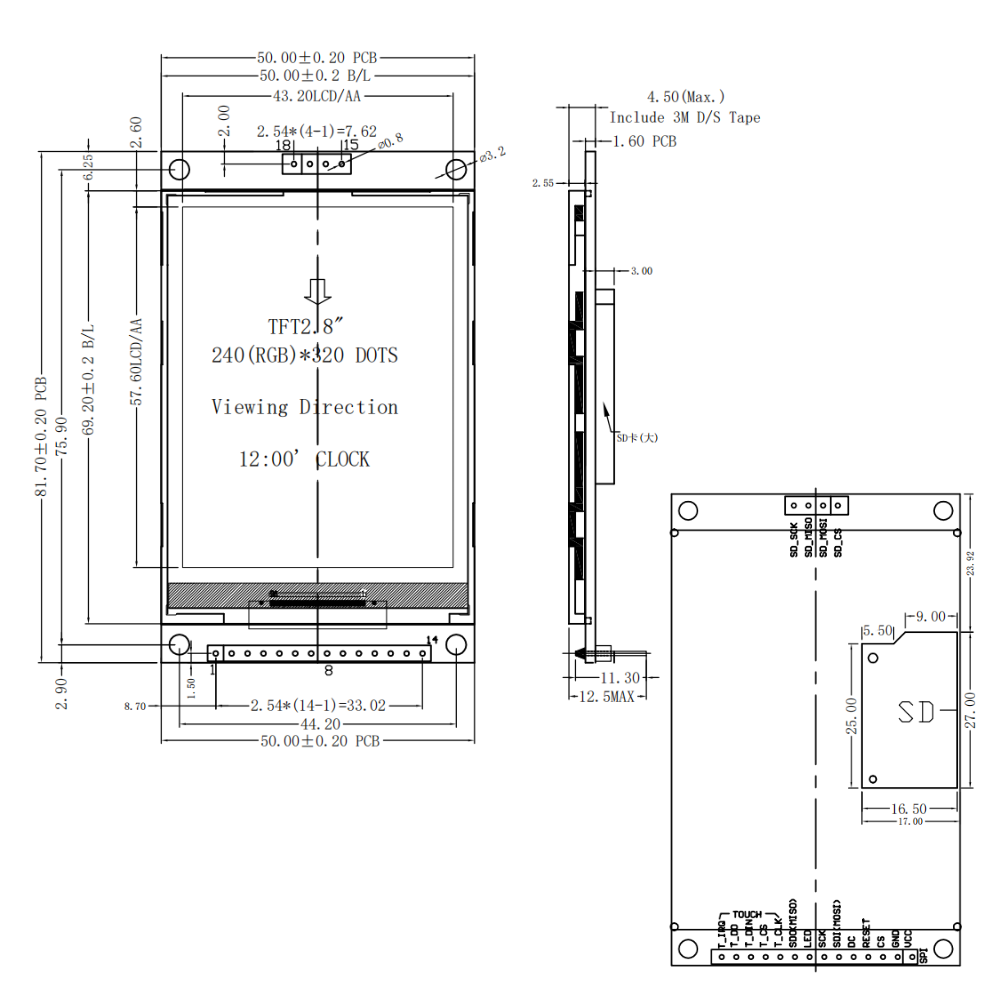 2,8-дюймовый TFT LCD дисплейны – обзор и цена Devkitc